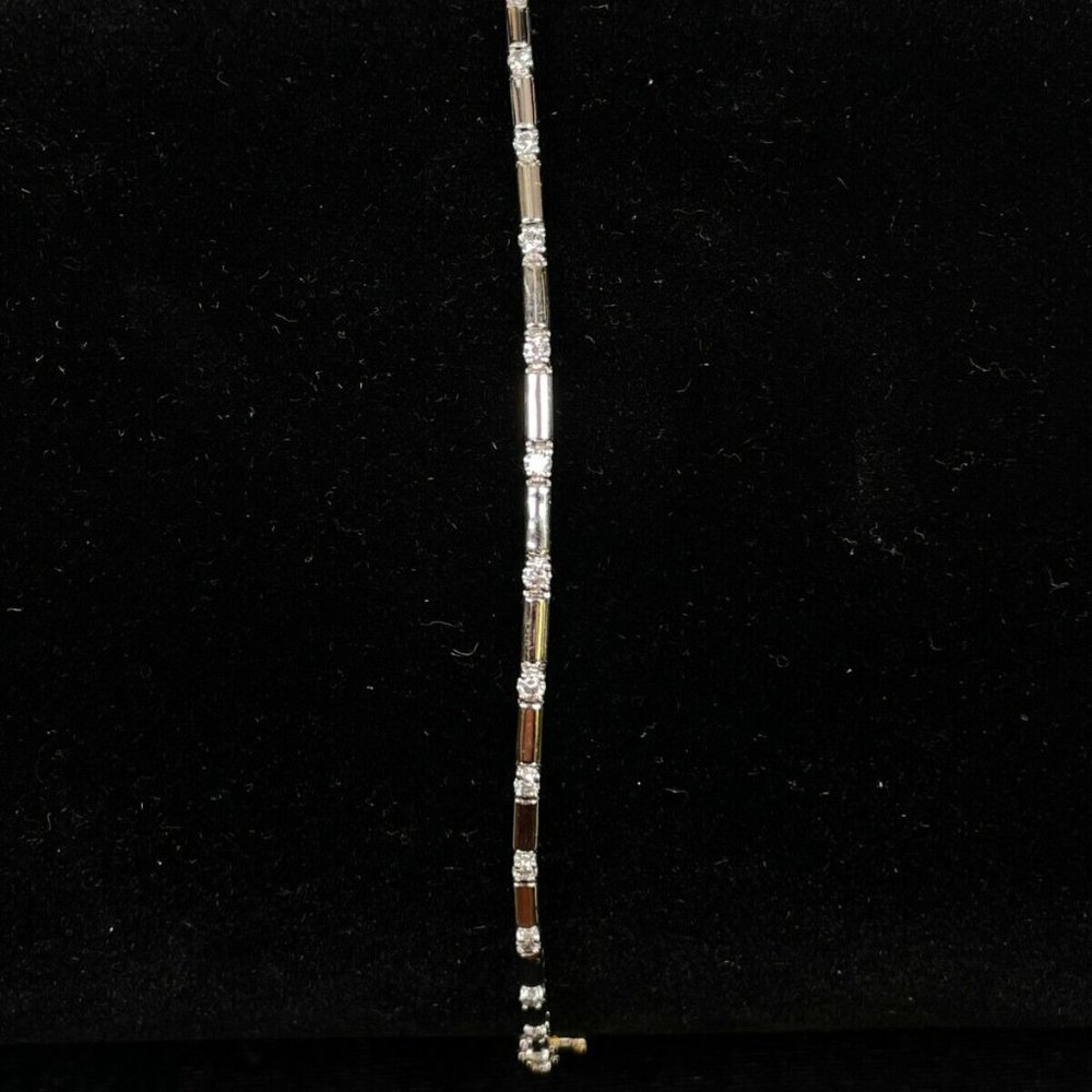 14K White Gold Diamond Ladies 7" Bracelet Box Lock Safety Latch (R035)